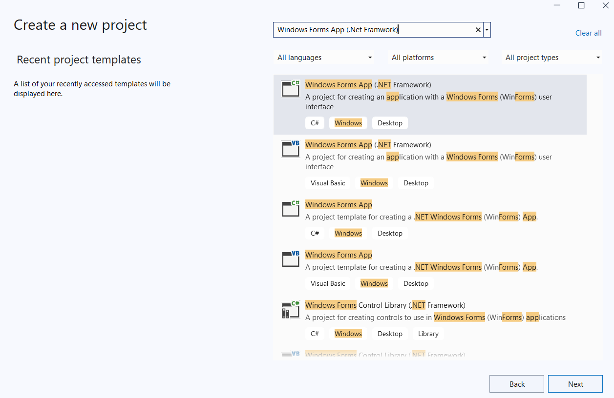 Windows forms App (.Net Framework)